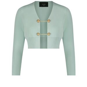 Nopal Light Green Cardigan with Gold Buttons Aleeza Paris XL